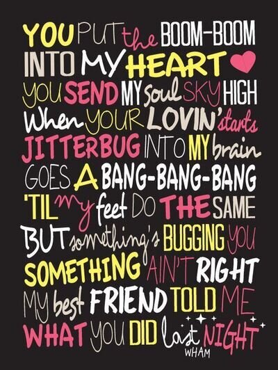 Wham Lyrics poster print A4 Size