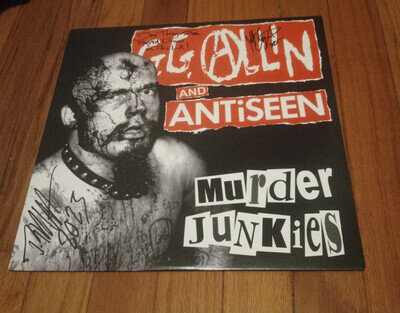 G.G. gg allin Antiseen LP murder junkies 1st yellow pressing signed x 3