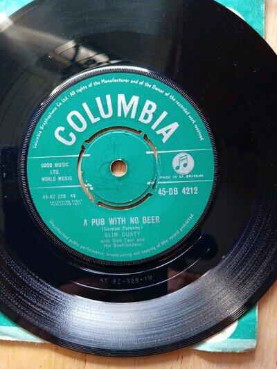 Slim Dusty a Pub with No Beer 7"45 Vinyl Single Record Issued 1957 VG