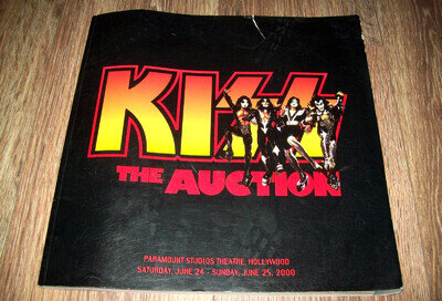 KISS THE AUCTION BOOK 2000 SIGNED POSTER SUITS CARDS GUITARS AUTOGRAPHED RARE