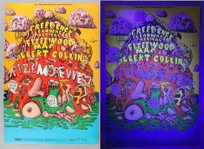 1st Print 1969 CREEDENCE CLEARWATER REVIVAL Fleetwood Mac Concert Poster BG-156