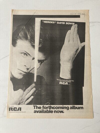 DAVID BOWIE HEROES 11" x 16" FULL PAGE MAGAZINE ADVERT POSTER 1977