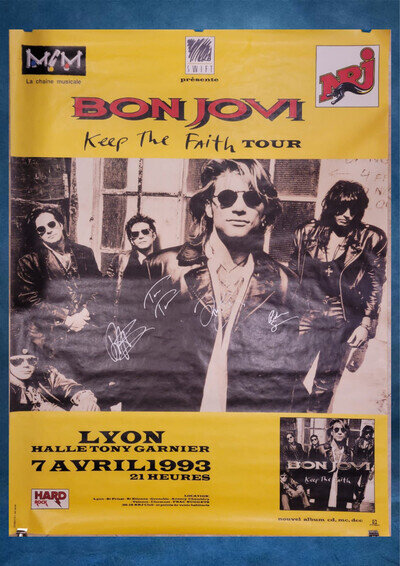 Bon Jovi - signed subway size poster - Keep The Faith Tour - France 1993