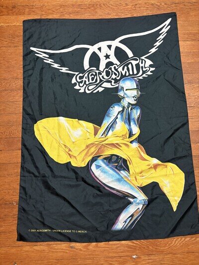 Vintage Aerosmith Sorayama Flag Banner Poster Made in Italy Band Wall Art 2001