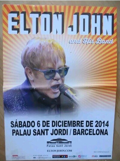 Elton John Barcelona 2014 Concert Poster Folded
