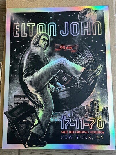Elton John Tour Poster 17-11-70 50th Anniversary Rainbow Foil