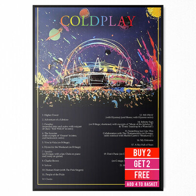 Coldplay Music Of The Spheres 2025 Poster Print UK London Tour Setlist Posters