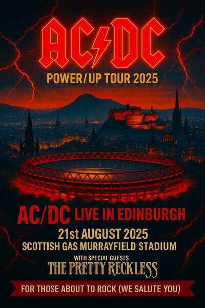 AC/DC Edinburgh 2025 Concert Poster Murrayfield Stadium Limited A4 Print 300dpi