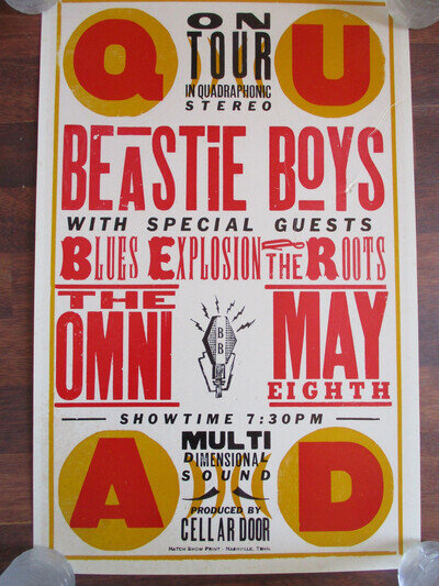 **Original Beastie Boys Concert Poster Blues Explosion & The Roots 22.7" x 14.5"