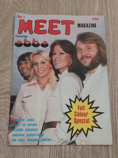 MEET POSTER MAGAZINE No. 1..FEATURING ABBA 1977..FULL COLOUR..33"x23.5" POSTER