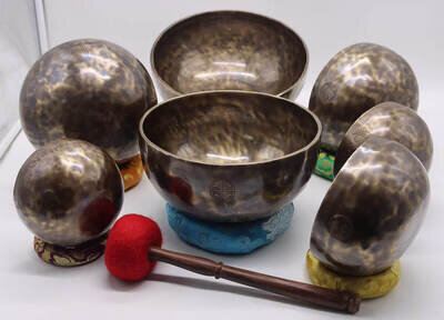 5-9" Set of 7 Full Moon Singing Bowl-Spiritual bowl-Best for Yoga Meditation