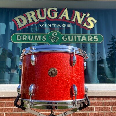 1960s Gretsch 9x13 Tom Single Drum Round Badge 6-Ply Tangerine Sparkle