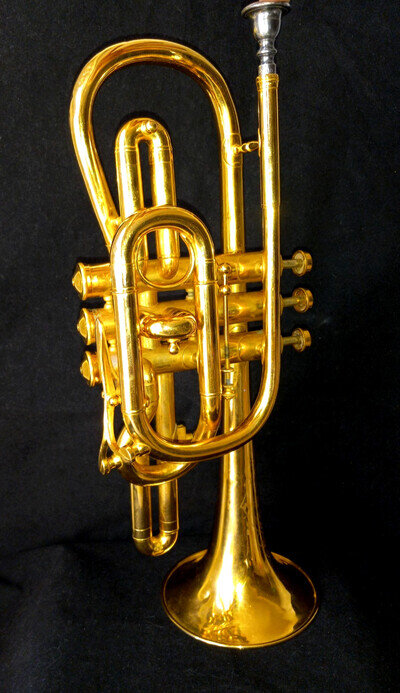 VTG CARL FISCHER AMERICAN MODEL NEW YORK CORNET SERIAL #29655 BESSON MOUTHPIECE