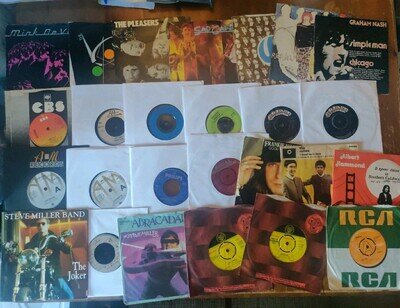 Bundle of 26 Pop Rock 7" Singles from 1970's inc. 3 Promo's & Coloured Vinyls