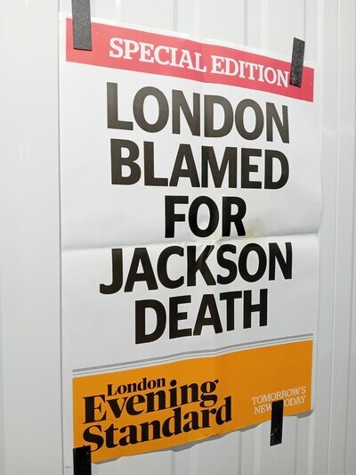 RARE MICHAEL JACKSON DEATH. EVENING STANDARD POSTER. 2009.