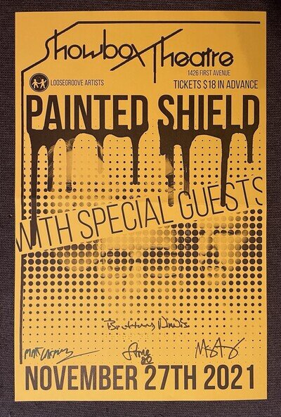 Painted Shields Signed Poster - Stone Gossard Mason, Jennings, Matt Chamberlain