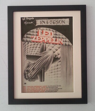 JIMMY PAGE*ZEPPELIN*UK Tour*ORIGINAL*1970*POSTER*AD*QUALITY FRAMED*FAST SHIPPING