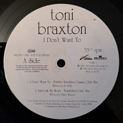 Toni Braxton ‎– I Don't Want To - 12" Record - LaFace Records ‎– TONI 3 - 1997