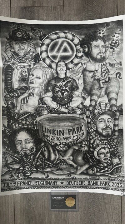 LINKIN PARK, RARE 12/200 LTD ED FZ 2025 Tour Frankfurt Poster July 9th - FADNAT