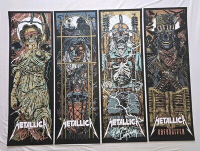 METALLICA PINBALL 4 POSTER SET COPPER VARIANT. ARTWORK BY RHYS COOPER