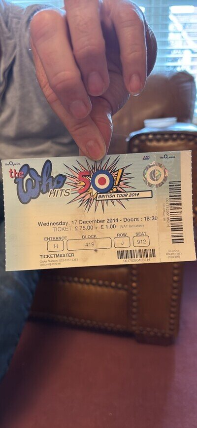 The Who Counting official poster with ticket and stubb attached