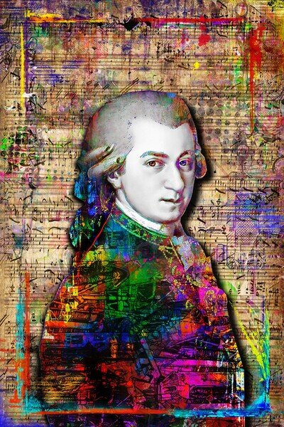 Wolfgang Amadeus Mozart 27x40in Poster, Mozart Tribute Pop Art Free Shipping US
