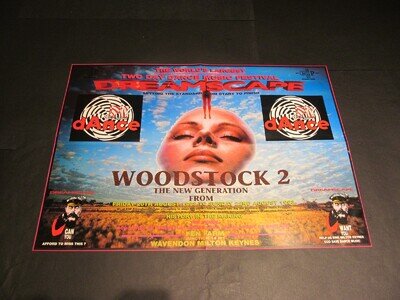 ESP DREAMSCAPE WOODSTOCK 2 1993 OLDSKOOL HARDCORE JUNGLE RAVE FLYER POSTER VG+