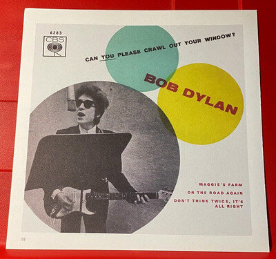 Bob Dylan Can You Please Crawl Out Your Window Record Art PICTURE/PRINT 7.5"x7.5