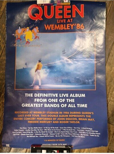 promotional poster for the live album "Queen Live at Wembley '86 Large