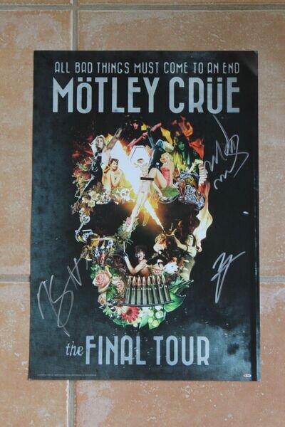 Motley Crue Signed Nikki Sixx Mick Mars Vince Neil Autographed Final Tour Poster