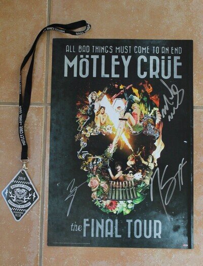 Motley Crue Signed Nikki Sixx Mick Mars Vince Neil Autographed Final Tour Poster