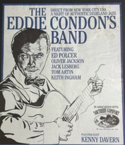 Rare Eddie Condon’s Band Jazz Music Advertising Poster