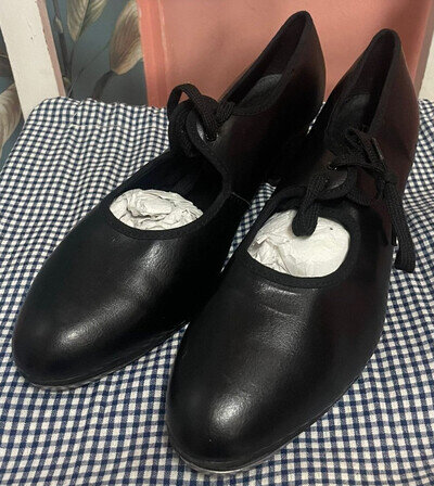 Roch Valley Black Tap Shoes Size UK 5.5 CAPEZIO TeleTone Taps - Womens Girls NEW