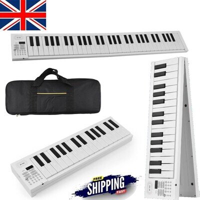 BIGFUN Folding Piano Keyboard 61 Key Portable Piano w Display&Carry Bag UK Stock