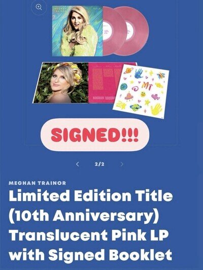 Meghan Trainor Title 10th Anniversary Pink LP Vinyl w/SIGNED BOOKLET New Sealed