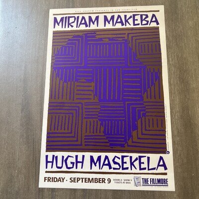 Miriam Makeba Original Concert Poster San Francisco 1988 F-47 The Fillmore