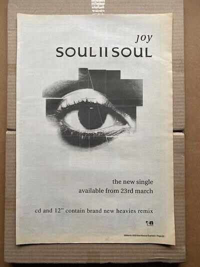 SOUL II SOUL JOY POSTER SIZED original music press advert from 1992 - printed o