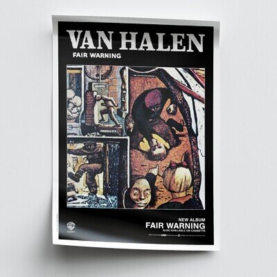 Van Halen Fair Warning Vinyl Album Poster Diver Down 5150 1984 OU812 Advert EVH