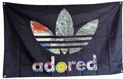 THE STONE ROSES ADIDAS ADORED MUSIC FLAG BLACK VERSION 5X3FT FREE UK 48HR UKPOST