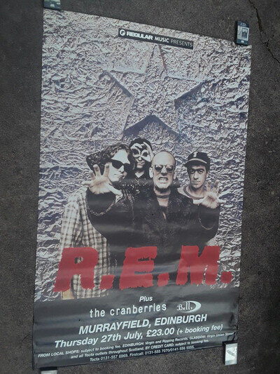 RARE ORIGINAL R.E.M. CRANBERRIES BELLY CONCERT SUBWAY POSTER GIANT 60x40 VG