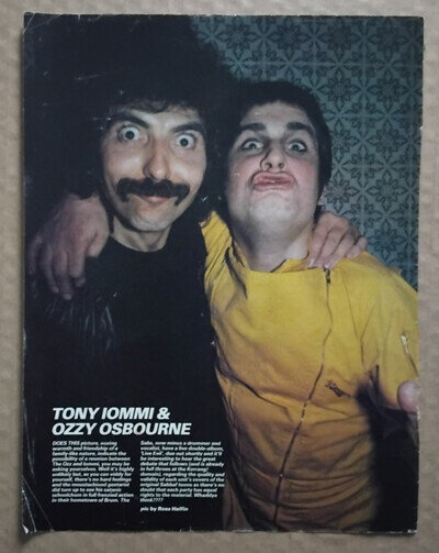 TONY IOMMI & OZZY OSBOURNE - Full page UK magazine poster feature 1982