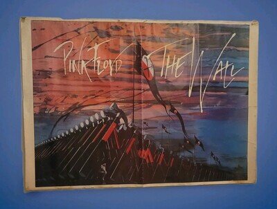 Vintage 80s PINK FLOYD 1st print UNCUT POSTER The Wall 54x38in Marching Hammers