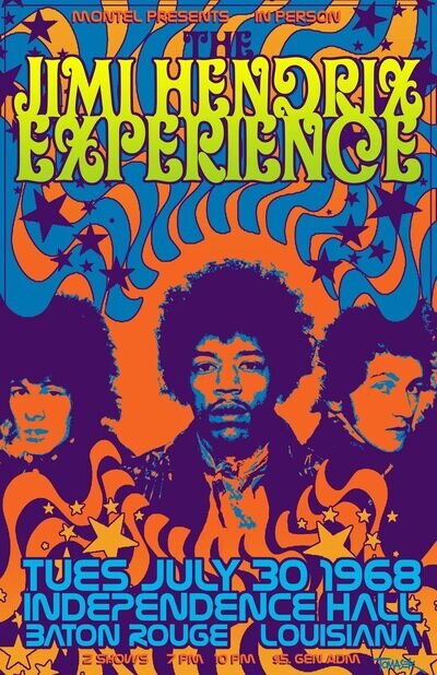 Jimi Hendrix concert poster print A4 Size