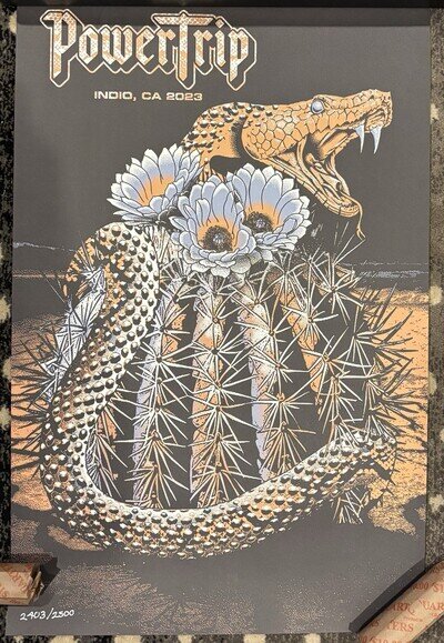 GUNS N ROSES AC/DC METALLICA TOOL Power Trip 2023 Litho Poster 2,403/2,500 VIP