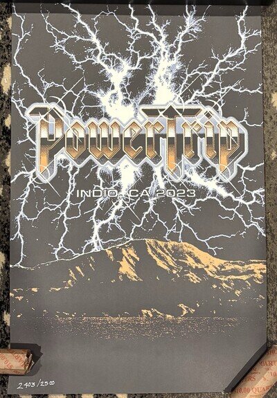 GUNS N ROSES AC/DC METALLICA TOOL Power Trip 2023 Litho Poster 2,403/2,500 VIP