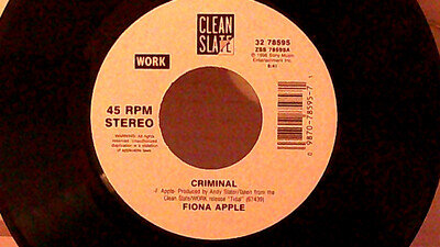 Fiona Apple,Clean Slate,"CRIMINAL",US,7" 45,1996 PROMO classic rock single,Mint