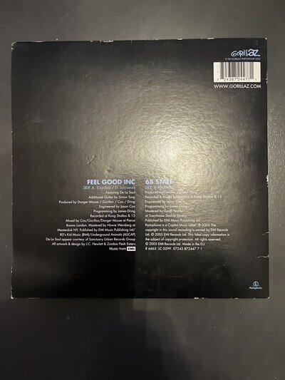 Gorillaz Feel Good Inc 7 Picture Disc Vinyl Record Indie 2005 EMI