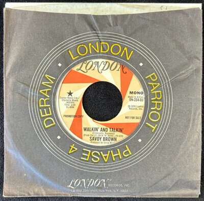 SAVOY BROWN WALKIN' AND TALKIN' 7'' SINGLE LONDON RECORDS 5N-234-DJ 1976 PROMO