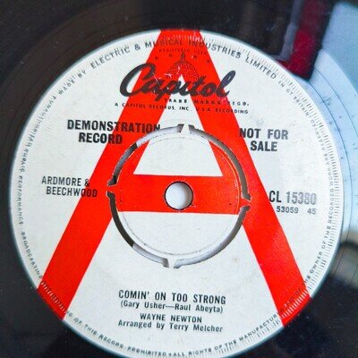 Wayne Newton ‎– Comin' On Too Strong - Surf Gary Usher Demo- 7" Single Vinyl