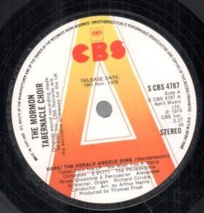 Mormon Tabernacle Choir Hark the Herald Angels Sing 7" vinyl UK Cbs Promo b/w